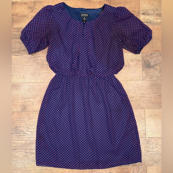 Enfocus Studio Dresses & Skirts - Enfocus Studio Navy With Red Polka Dot Dress
